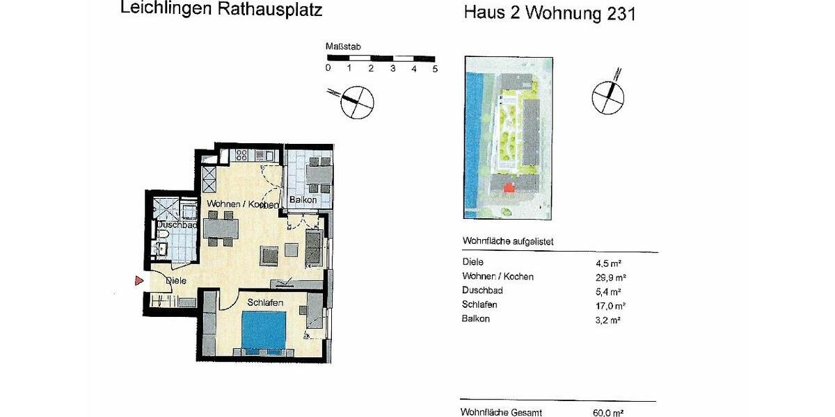 Etagenwohnung Leichlingen (Rheinland) - 2 Zimmer, 60 m&sup2;, 995&euro; | Angebot:24183284