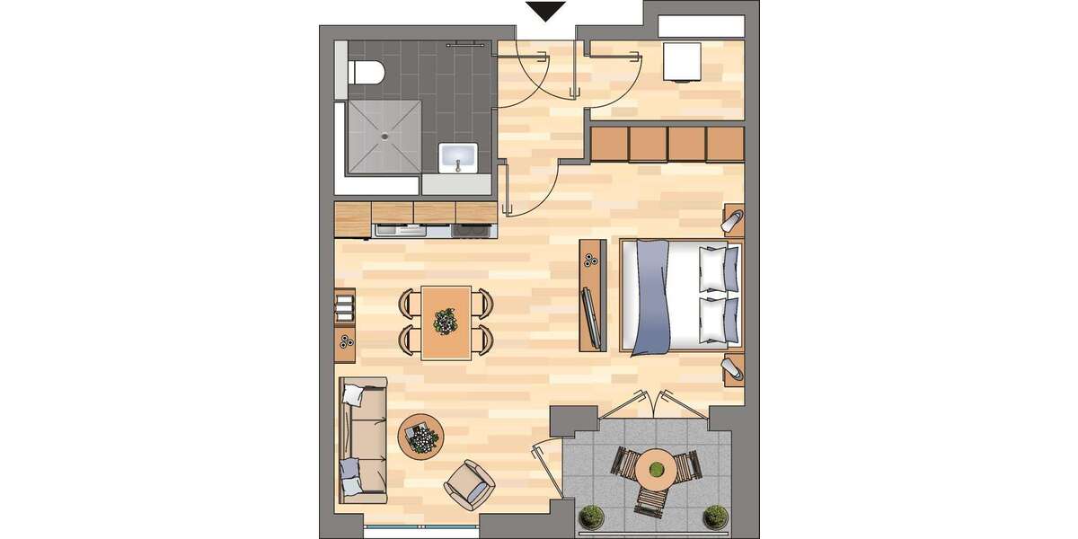 Etagenwohnung Essen Südviertel - 1 Zimmer, 46 m&sup2;, 579&euro; | Angebot:26098344