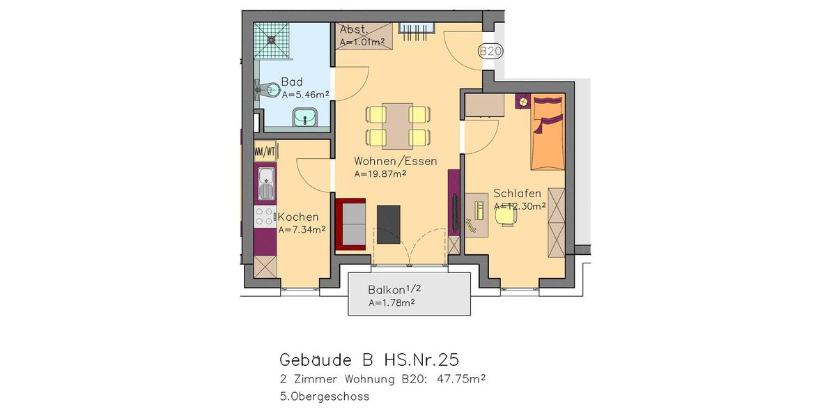 Etagenwohnung Düsseldorf Flingern Süd - 2 Zimmer, 48 m&sup2;, 1.185&euro; | Angebot:26620059