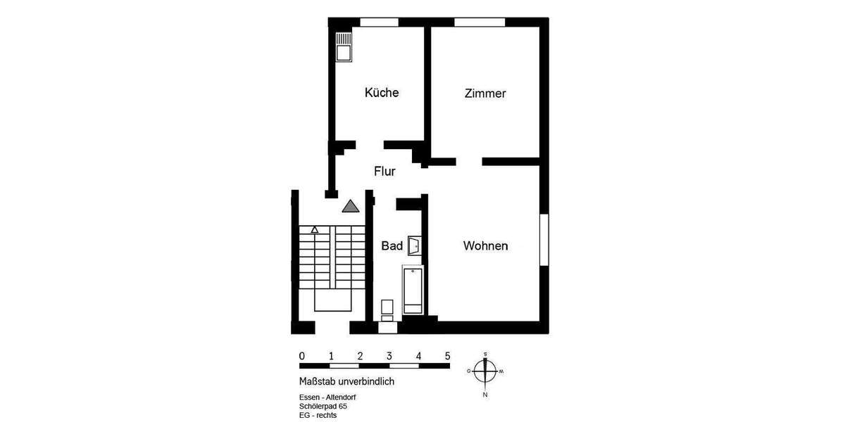 Etagenwohnung Essen Altendorf - 2.5 Zimmer, 58 m&sup2;, 459&euro; | Angebot:26098559