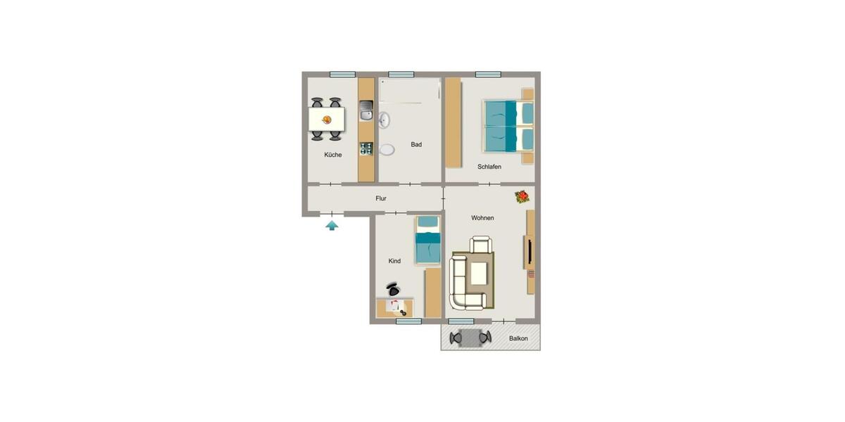 Etagenwohnung Bochum Bochum-Nord - 3.5 Zimmer, 64 m&sup2;, 560&euro; | Angebot:26015247